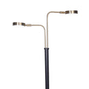 Sarantino Dual LED Floor Lamp Adjustable Black Metal & Brushed Gold Twin Reading Task Standing Light for Home Office