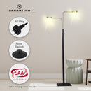 Sarantino Dual LED Floor Lamp Adjustable Black Metal & Brushed Gold Twin Reading Task Standing Light for Home Office
