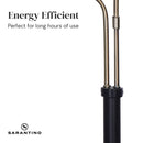 Sarantino Dual LED Floor Lamp Adjustable Black Metal & Brushed Gold Twin Reading Task Standing Light for Home Office