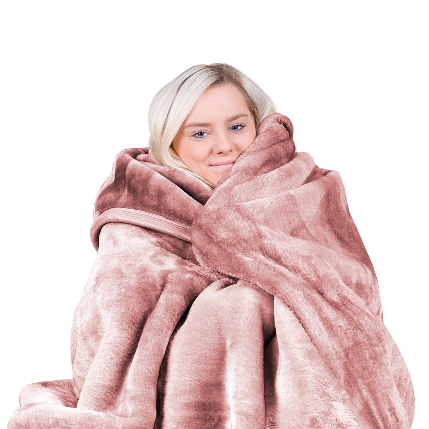 Laura Hill Mink Blanket Queen Size Double-sided Soft Plush Bed Faux Throw Rug 220 X 240cm (pink)