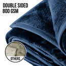 Laura Hill 800-gsm Faux Mink Throw Rug Blanket Queen Size Double-sided Large 220 X 240cm Heavy - Blue