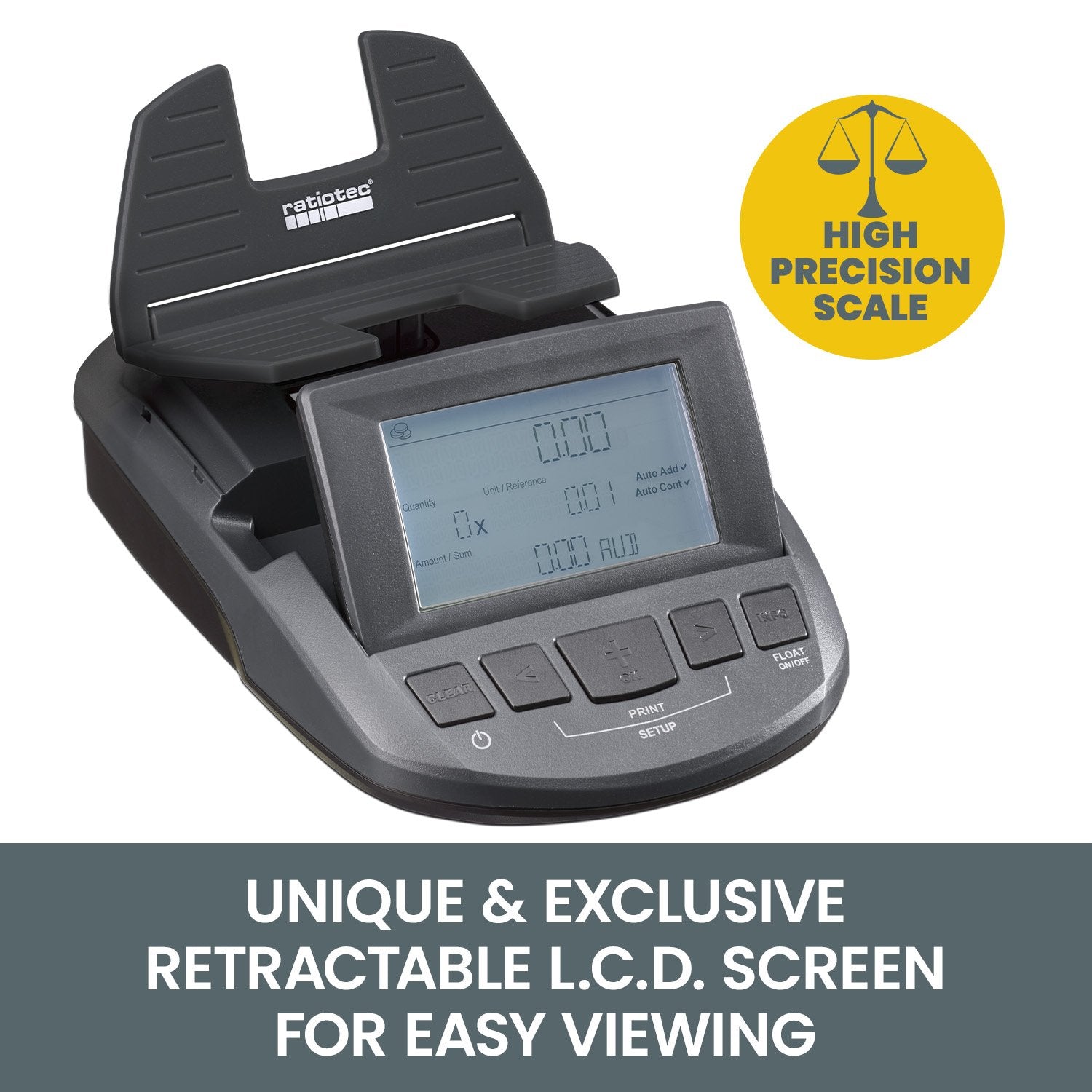 Ratiotec Digital Coin Note Money Counter Currency Scales Australian Notes Portable - Made In Germany