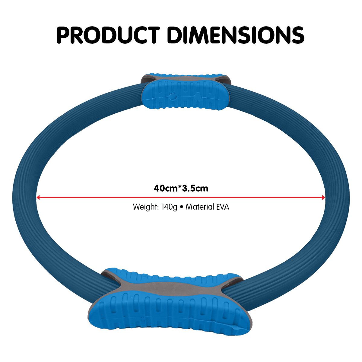 Powertrain 40cm Pilates Ring Magic Fitness Circle Dual Grip Handles for Yoga Core Thigh Workout Resistance - Blue