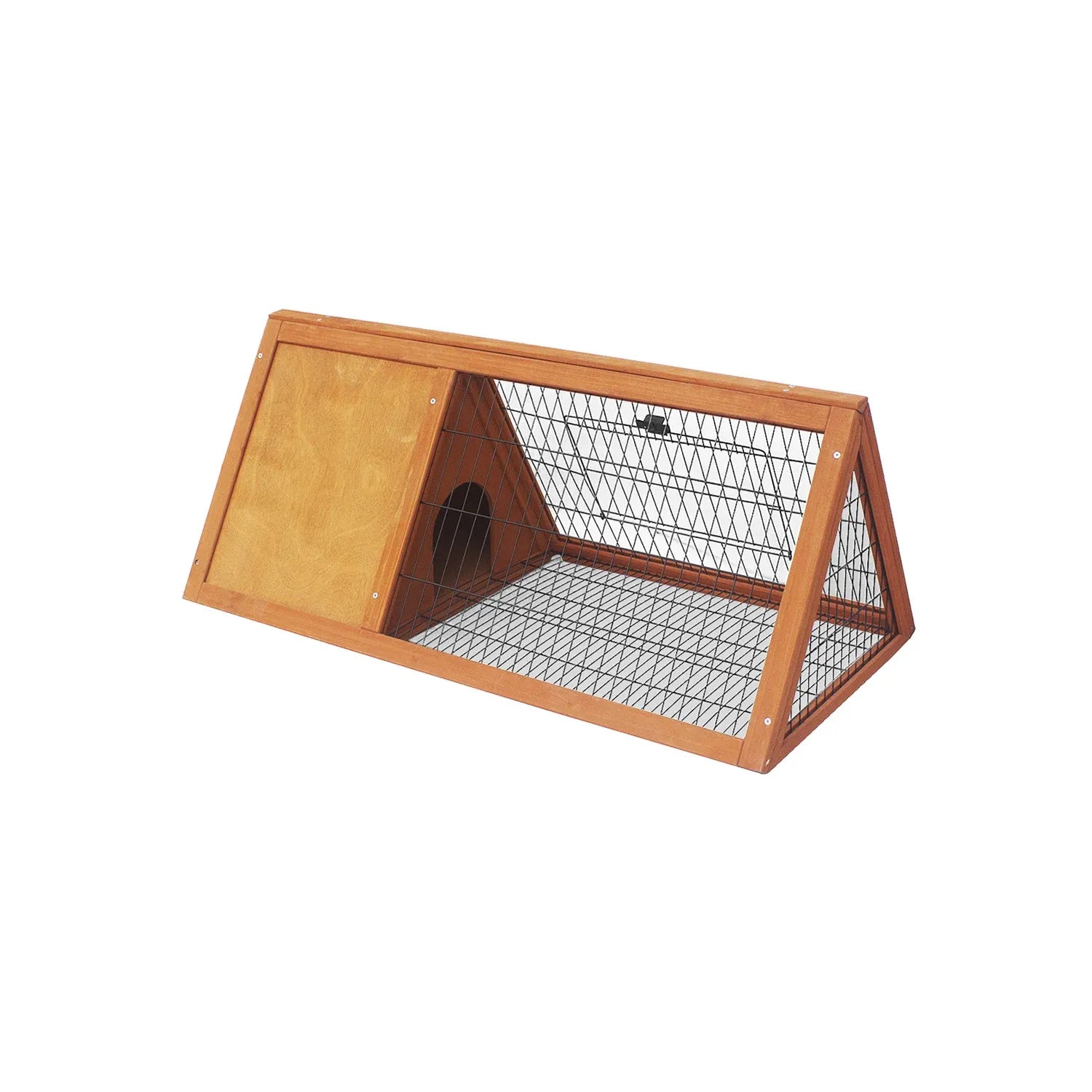 Little Buddies 98cm Wooden Triangle Rabbit Hutch Outdoor Guinea Pig Cage Small Animal Pet Enclosure with Run