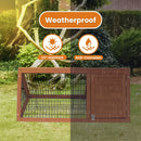 Little Buddies 98cm Wooden Triangle Rabbit Hutch Outdoor Guinea Pig Cage Small Animal Pet Enclosure with Run