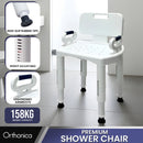 Orthonica Adjustable Shower Chair with Armrests Non-Slip Bath Seat Stool for Seniors Elderly Heavy Duty 158kg Capacity