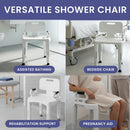 Orthonica Adjustable Shower Chair with Armrests Non-Slip Bath Seat Stool for Seniors Elderly Heavy Duty 158kg Capacity