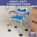 Orthonica Height-Adjustable Aluminium Commode Shower Chair with Armrests Backrest Armrests Soft Stool Seat Aid