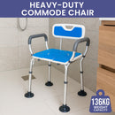 Orthonica Height-Adjustable Aluminium Commode Shower Chair with Armrests Backrest Armrests Soft Stool Seat Aid