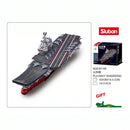 Sluban B1189 Model Kit 1:450 Aircraft Carrier Shandong Type 002 PLAN Warship Navy Vessel Boat Blocks DIY Set Toy