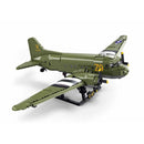 Sluban B1366 Model Kit 1:44 C47 Skytrain Airtrain Cargo Transport Aircraft WWII Air Force Building Blocks DIY Set Toy