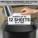 Centurion 25L 12-Sheet Paper Shredder Electric Cross-Cut Home & Office Cutter
