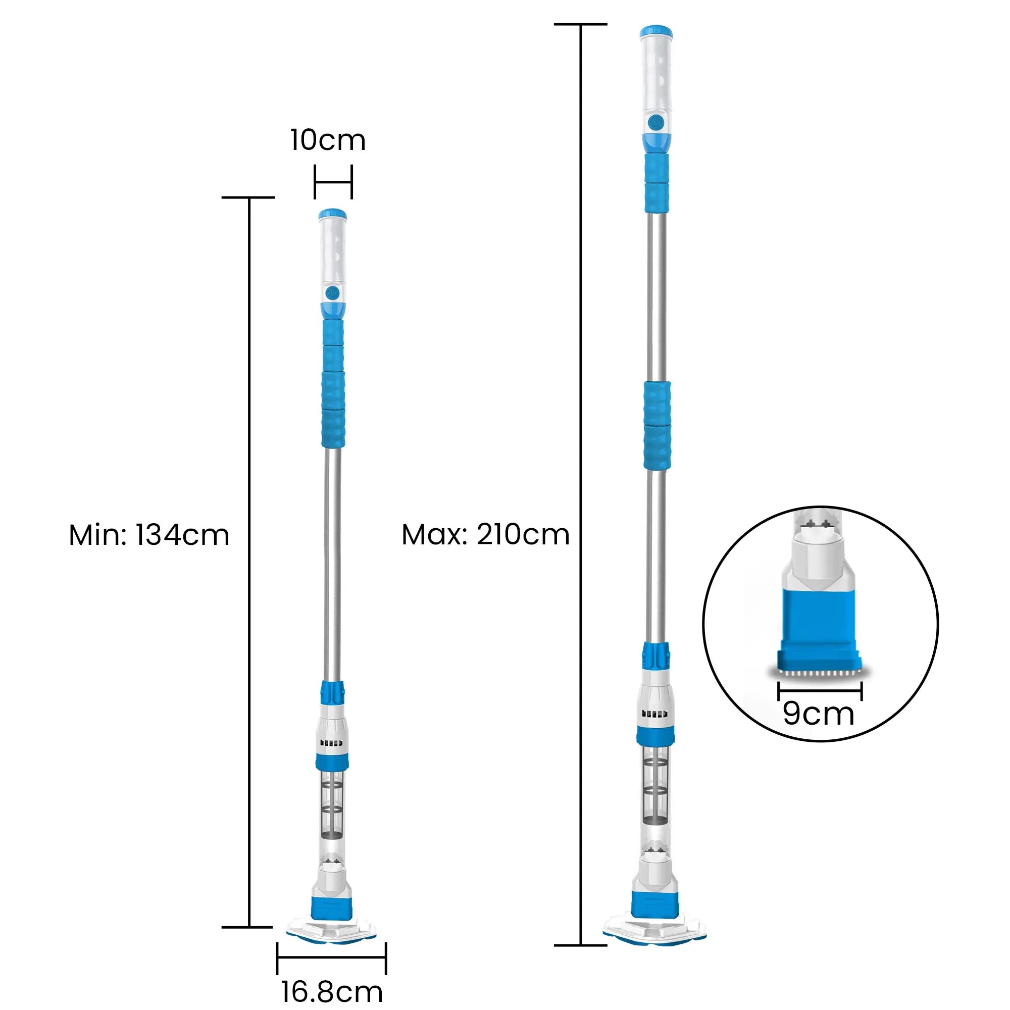 Aquajack Cordless Rechargeable Spa and Pool Vacuum Cleaner with Telescopic Pole & 2 Heads - 60 Min Runtime