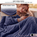 Laura Hill XL Electric Heated Blanket Throw Soft Coral Fleece with 10 Heat Settings - Blue