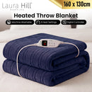 Laura Hill Electric Heated Blanket Throw Soft Coral Fleece w/ 9 Heat Settings - Blue