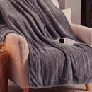 Laura Hill Electric Heated Blanket Throw Soft Coral Fleece w/ 9 Heat Settings - Grey