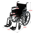 Orthonica 24 Inch Foldable Wheelchair Heavy Duty Steel Frame Manual Mobility & Disability Aid with Brakes Black
