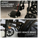 Orthonica 24 Inch Foldable Wheelchair Heavy Duty Steel Frame Manual Mobility & Disability Aid with Brakes Black