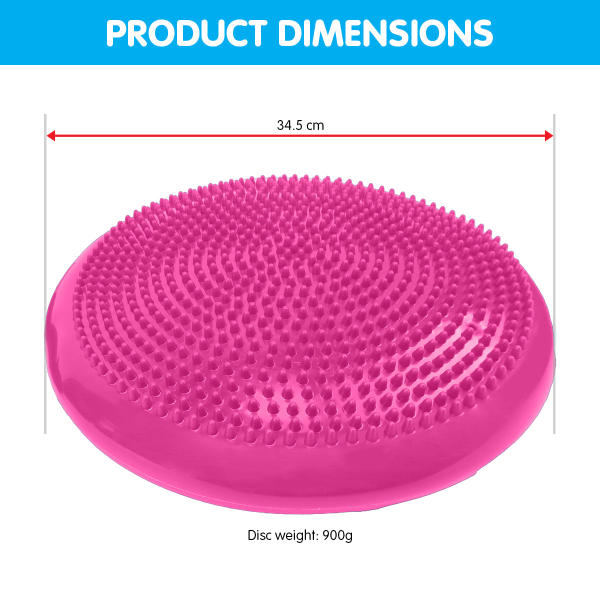 Powertrain 34.5cm Inflatable Stability Disc Balance Wobble Cushion Pink - Sensory Core Trainer for Yoga Pilates Rehab
