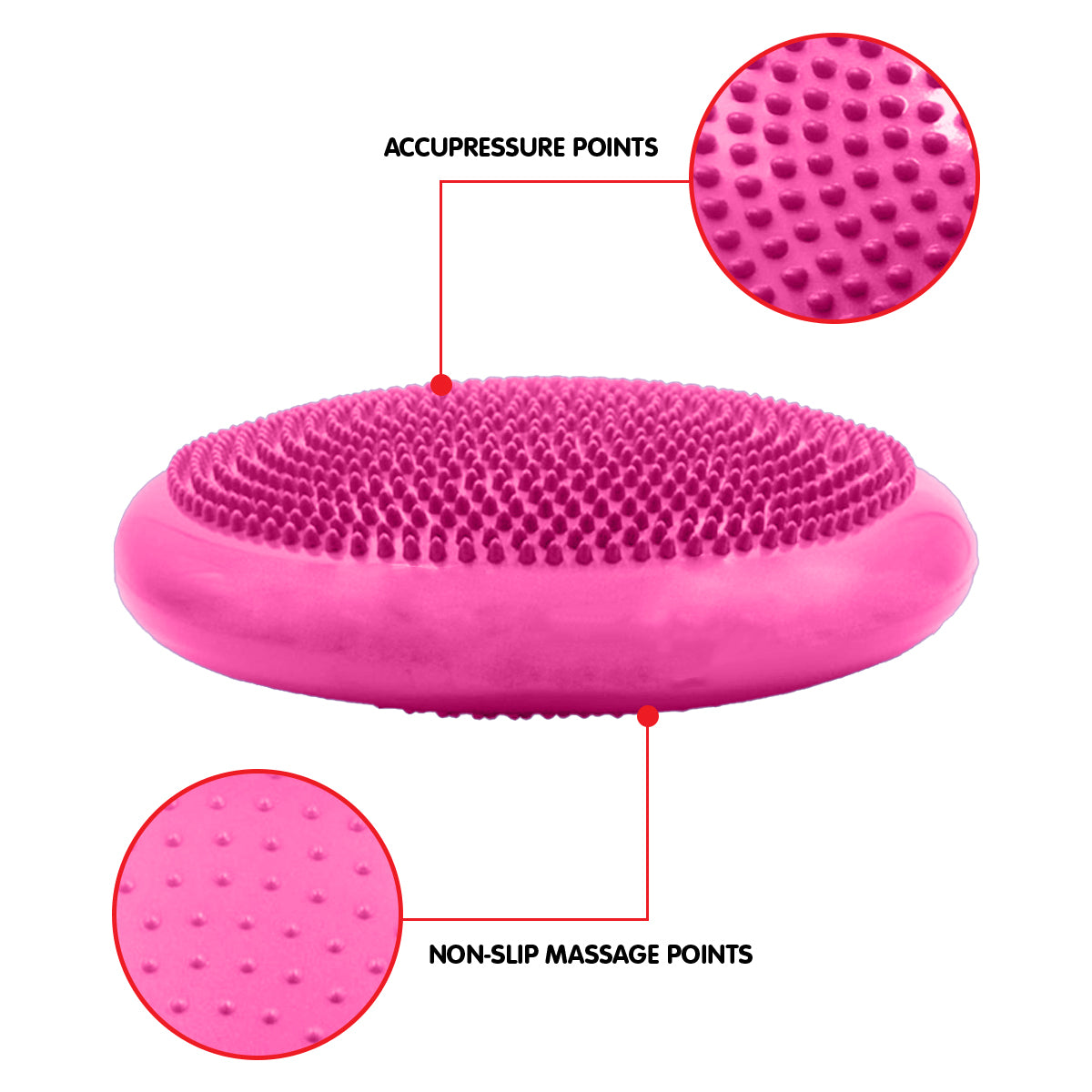 Powertrain 34.5cm Inflatable Stability Disc Balance Wobble Cushion Pink - Sensory Core Trainer for Yoga Pilates Rehab