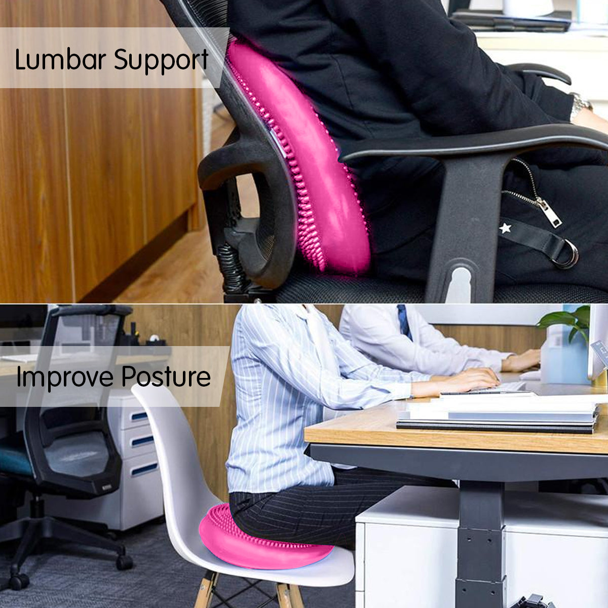 Powertrain 34.5cm Inflatable Stability Disc Balance Wobble Cushion Pink - Sensory Core Trainer for Yoga Pilates Rehab