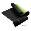 Powertrain 8mm Thick TPE Yoga Mat Non-Slip Home Gym Fitness Exercise Pilates Workout Mat with Carry Strap - Black Green