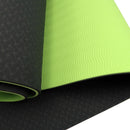 Powertrain 8mm Thick TPE Yoga Mat Non-Slip Home Gym Fitness Exercise Pilates Workout Mat with Carry Strap - Black Green