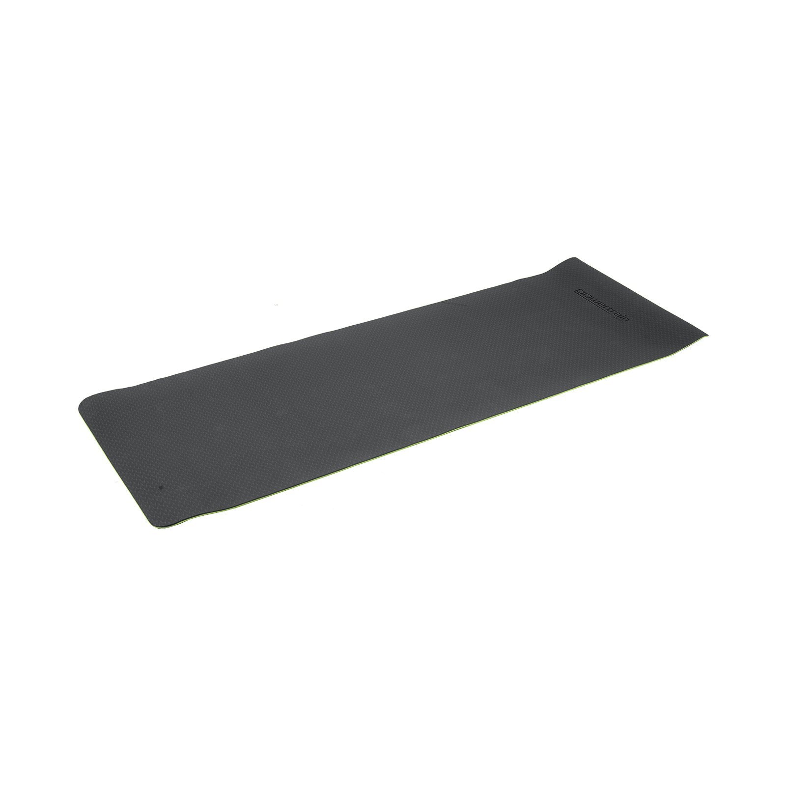 Powertrain 8mm Thick TPE Yoga Mat Non-Slip Home Gym Fitness Exercise Pilates Workout Mat with Carry Strap - Black Green