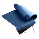 Powertrain 8mm Thick TPE Yoga Mat Non-Slip Home Gym Fitness Exercise Pilates Workout Mat with Carry Strap - Dark Blue