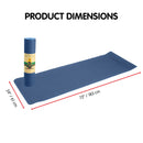 Powertrain 8mm Thick TPE Yoga Mat Non-Slip Home Gym Fitness Exercise Pilates Workout Mat with Carry Strap - Dark Blue