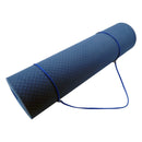 Powertrain 8mm Thick TPE Yoga Mat Non-Slip Home Gym Fitness Exercise Pilates Workout Mat with Carry Strap - Dark Blue