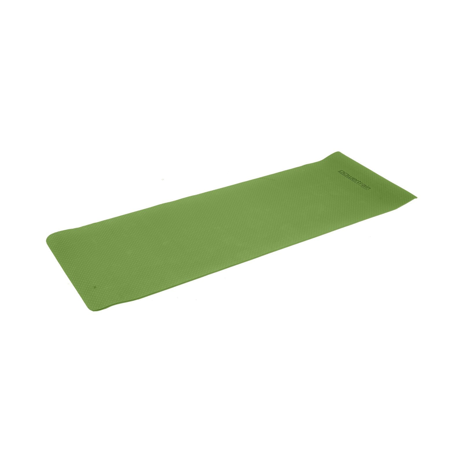 Powertrain 6mm Non-Slip TPE Yoga Mat Double Layer Exercise Pilates Fitness Workout Mat with Carry Strap - Green
