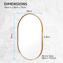 Wall Mirror Oval Aluminum Frame Bathroom 50x75cm GOLD