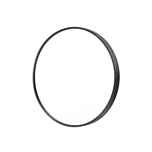 Wall Mirror Round Aluminum Frame Bathroom 50cm BLACK