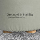 Fabric Ottoman Round Wooden Leg Foot Stool - GREY