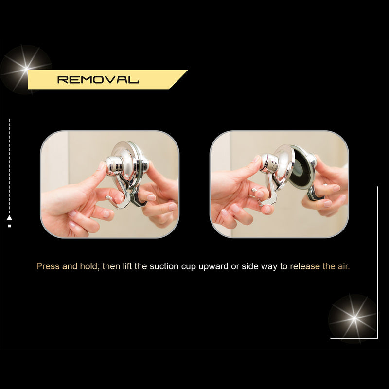 Six Universal Hooks  Removable Suction CHROME