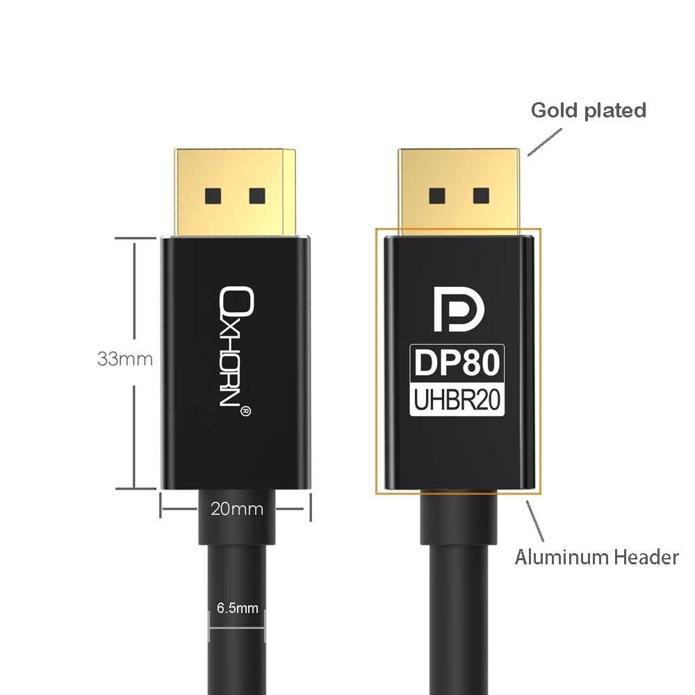 OXHORN CB-DP-16K-01 DisplayPort 2.1 Cable DP80 1m