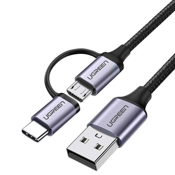 UGREEN 30875 2-in-1 USB-A to Micro USB / USB-C Cable 1m