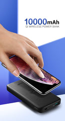 UGreen 10000mAh Power bank with 10W QI Wireless Charging Pad - Black 50578