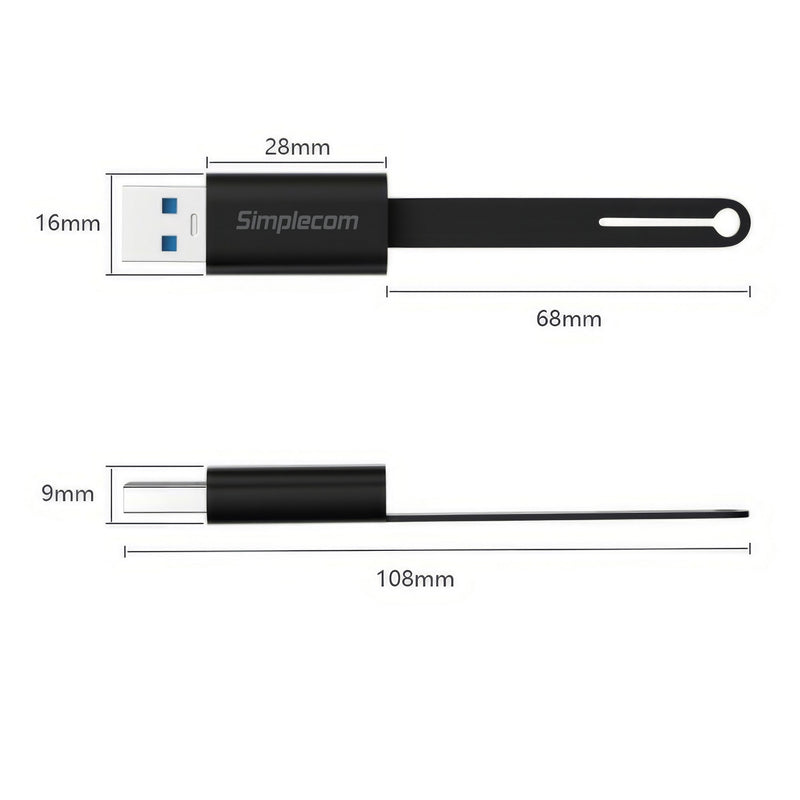 Simplecom CA132 USB-A Male to USB-C Female Adapter USB 3.2 Gen 2 Data & Charging Double-Side 10Gbps