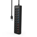 Simplecom CHU810 48W 10-Port USB 3.0 Hub and Charger with Individual Switches 12V/4A Power Adapter BC1.2 Fast Charging