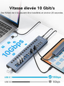ACASIS HB16PRO 16-Port USB 3.2 10Gbps 12V/8A Powered 8 x USB-A + 8 x USB-C Docking Hub for PC & Laptop