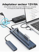 ACASIS HB16PRO 16-Port USB 3.2 10Gbps 12V/8A Powered 8 x USB-A + 8 x USB-C Docking Hub for PC & Laptop