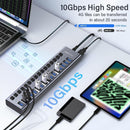 ACASIS HS-716MG USB 3.2 Gen2 10Gbps 12V/8A 16 Port USB-A + On/Off Switch with AC Power Adapter for PC & Laptop