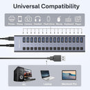 ACASIS HS-716MG USB 3.2 Gen2 10Gbps 12V/8A 16 Port USB-A + On/Off Switch with AC Power Adapter for PC & Laptop