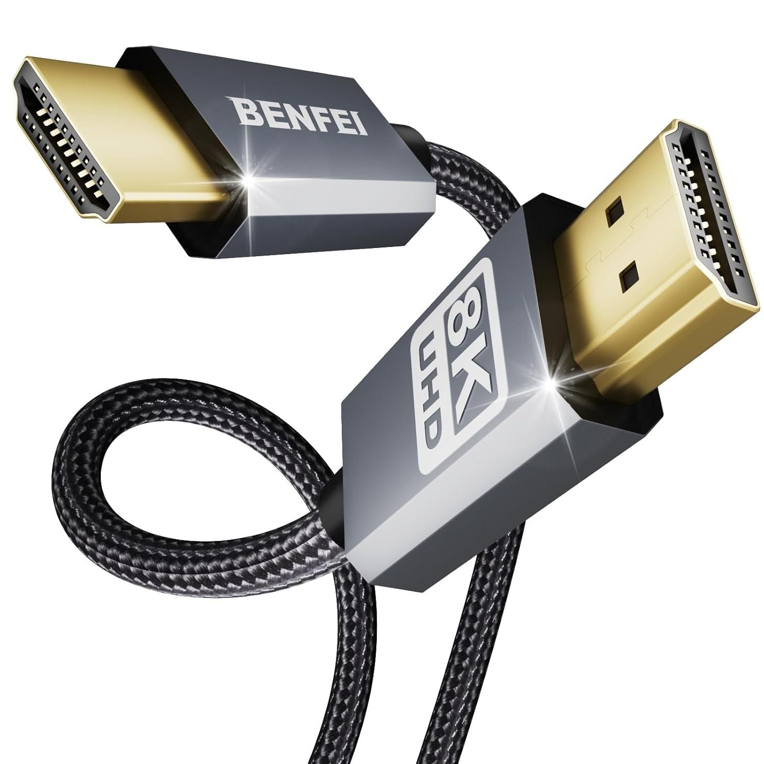 BENFEI 000358GY-10M 8K V2.1 HDMI Male to HDMI Male Cable, Aluminum Shell Nylon Braided Certified Ultra High Speed 10M