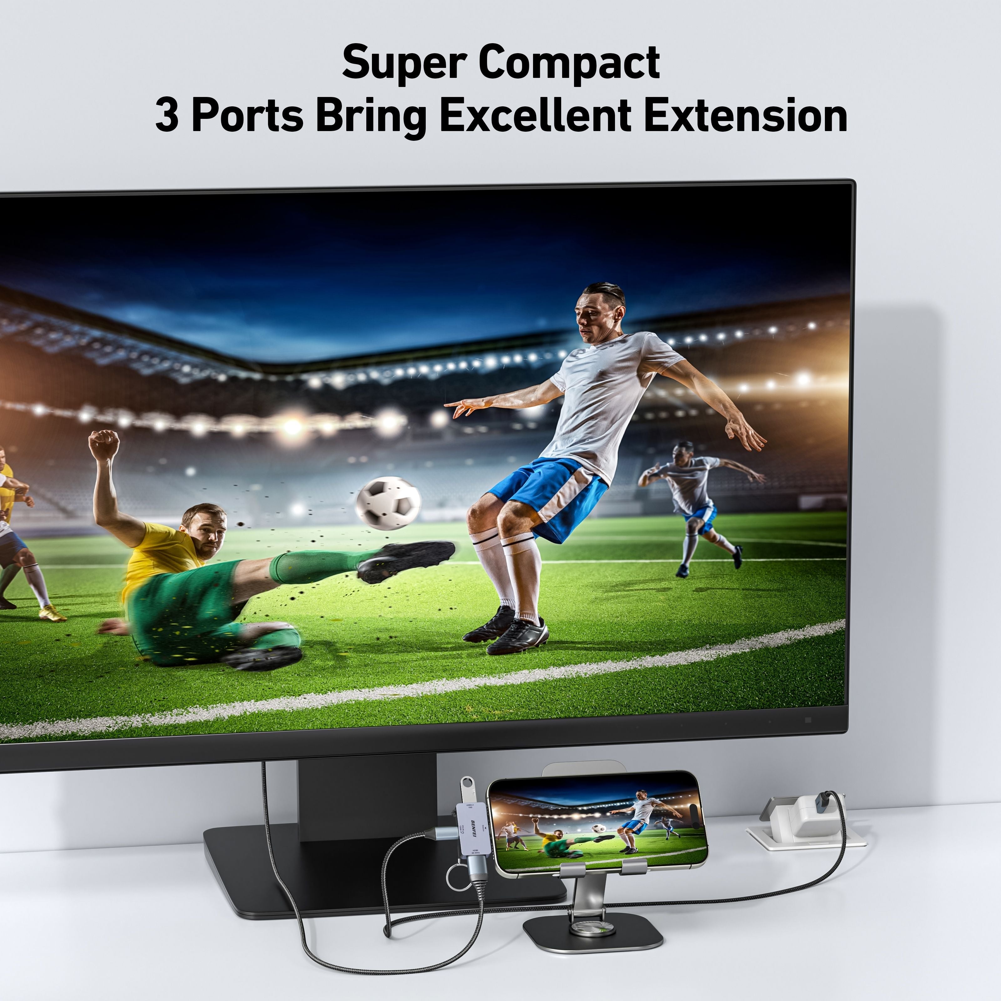 BENFEI 000391GY USB C to HDMI 4K@60Hz, 10Gbps USB-A, 100W Power Delivery