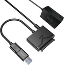BENFEI 221BK USB 3.0 to SATA III Hard Drive Adapter for 2.5/3.5-inch HDD/SSD with 12V/2A Power Adapter, Support UASP