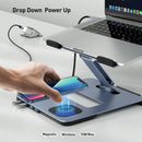 BENFEI 000366GY Laptop Stand with USB C Hub, Multi Function With USB and KVM Switch and 15W Wireless Charger