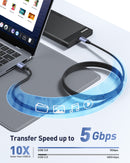 BENFEI 369GY 1M USB 3.0 to USB C Cable, 5Gbps High-Speed Data Sync & 3A Charging